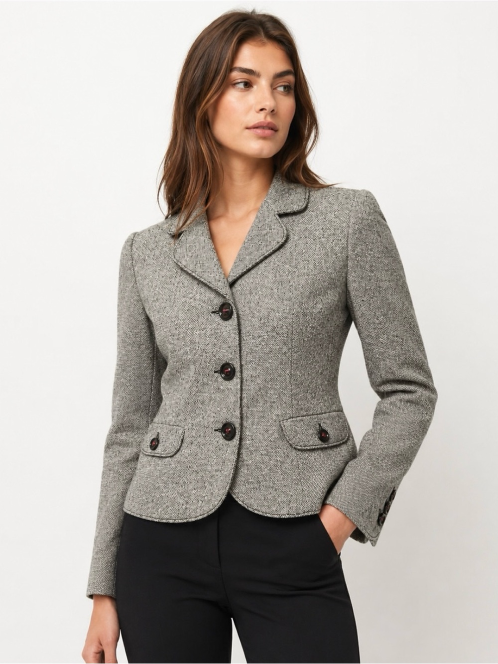 Armani Jeans Wool Silk Blend Tweed Made In Italy Business Casual 3 Button Blazer